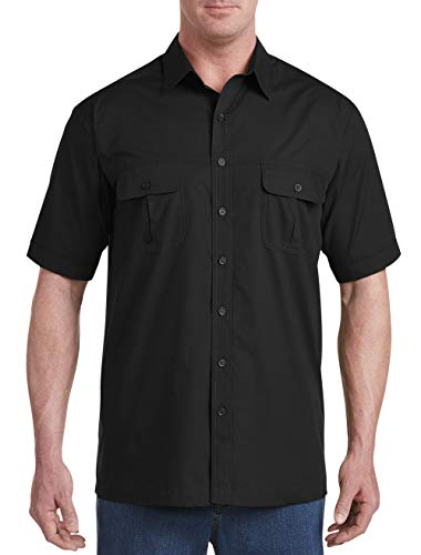 Harbor Bay by DXL Men's Big and Tall Co-Pilot Sport Shirt | Point Collar, Short Sleeves, Button-Through Flap Chest Pockets