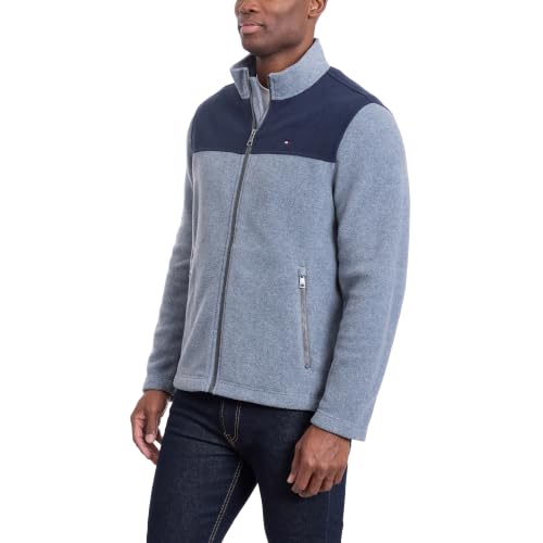Tommy Hilfiger Men's Classic Zip Front Polar Fleece Jacket, Navy/Charcoal, 4X-Large Tall by Tommy Hilfiger - Image 5