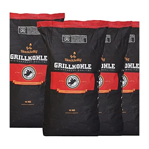 BlackSellig 40 Kg Steakhousekohle reines Quebracho Holzkohle Grillkohle Cover
