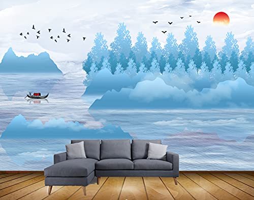 Beibehang Exclusive BRZ0700 Beautiful Lake Trees Birds HD 3D Wallpaper(182 cm x 91 cm)