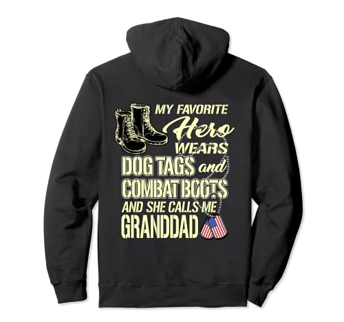 Mi nieta usa etiquetas de perro botas de combate - Army Granddad Sudadera con Capucha