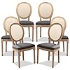 Soarflash french dining chairs set of 6 vantage dining chair with round back farmhouse country rattan dining chair for kitchenbedroomdeep grey  urban country home decor