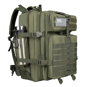 45L Military Tactical Backpack For Men Highland Assault Army Pack 3 Day Molle Bug Out Bag With Water Cup Pouch Large Camping Hiking Rucksack Work Daypack Green