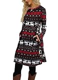 Kikibell Christmas Reindeer Long Sleeve Dress Christmas Dresses for Women Plus Size Christmas Sweaters Dresses for Women 2025
