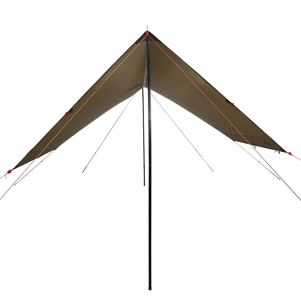 Tarp Olivgrün 438 x 376 x 212 cm Camping-Plane mit 2 Stangen, Tarp-Zelt aus 185T Polyester für Trekking Outdoor Aktivitäten mit Tragetasche