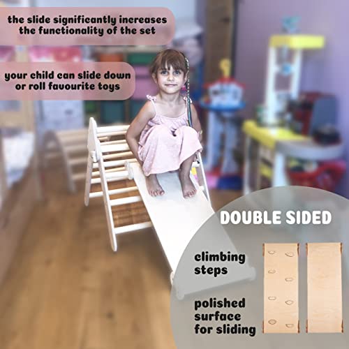 Foto von DAXIDOX Set 3in1 L Natural Kletterdreieck mit rutsche Klettergerüst Kletterbogen Montessori rutsch Indoor Spielzeug Autismus Rehabilitierung Spielen Kinder Geschenk Climbing Triangle