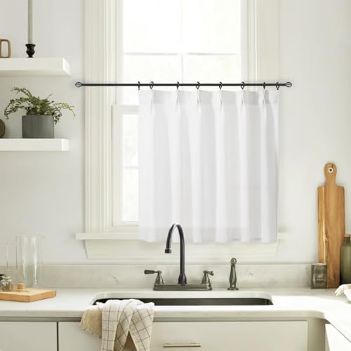 36x24 Inch Length White Kitchen Window Cafe Curtains Over Sink,Modern