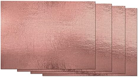 EKOBLA Rose Gold Placemat Non-Slip Cotton Linen Washable Place Mats Vintage Pink Glitter Shiny Sparkle Texture for Dining Table Kitchen Heat Resistant Table Mats, Set of 4