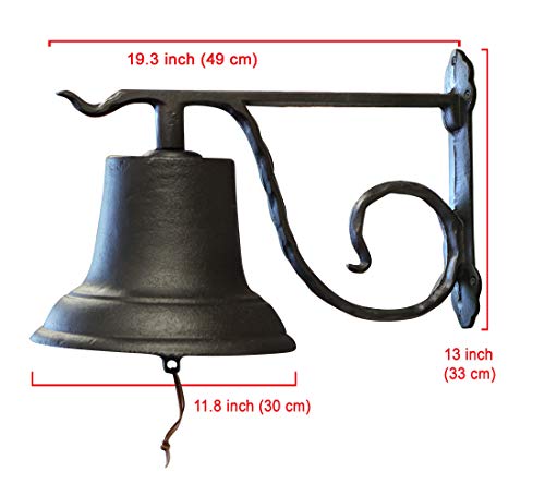 NACH Rustic Cast Iron Doorbell, Large Door Bells for Homes, Kitchen Door Bell, Dinner Bell, Black Doorbell, 19.3 x 11.8 x 13 Inches, JS-90-098 by NACH - Image 9