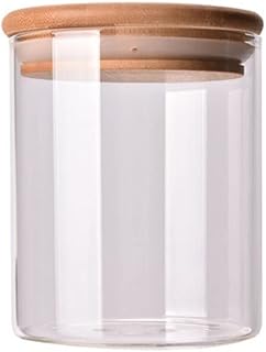 PRETYZOOM Clear Jar 175ml Glass Storage Container with Lid, Clear Storage Container, Canister Set with Air Tight Bamboo Lid for Coffee, Suger, Salt, Tea Kimchi Container