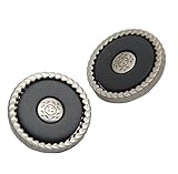 Kit de 6 botones de metal grandes, perfecto para abrigos, chaquetas, trajes, prendas de punto y accesorios de costura decorativos para mujer, Plata Mate Negro, 23mm 6 piezas