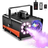 Dashsafe Fog Machine, Smoke Machine with Disco Ball Lights, 800W and 4500CFM with 13-Color LED Effects, Wired And Wireless Remote Controls, Ideal for Indoor, Outdoor, Halloween, Wedding, and Parties