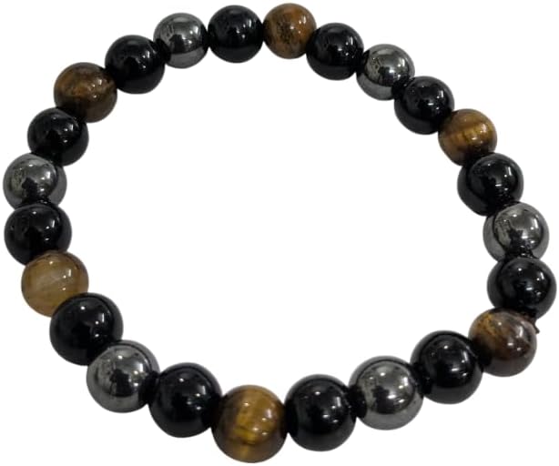 Triple Protection Bracelet for Women Men's Gifts - Protection Healing Crystal Bracelet - 8mm Gemstone Beaded Adjustable