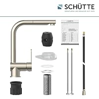 SCHÜTTE LONDON Küchenarmatur mit ausziehbarer Geschirrbrause, 360 Grad schwenkbarer Wasserhahn für die Küche, Mischbatterie mit Einhebelmischer, Spültischarmatur Edelstahloptik, Edelstahl, 29,8 cm – Ansicht 6