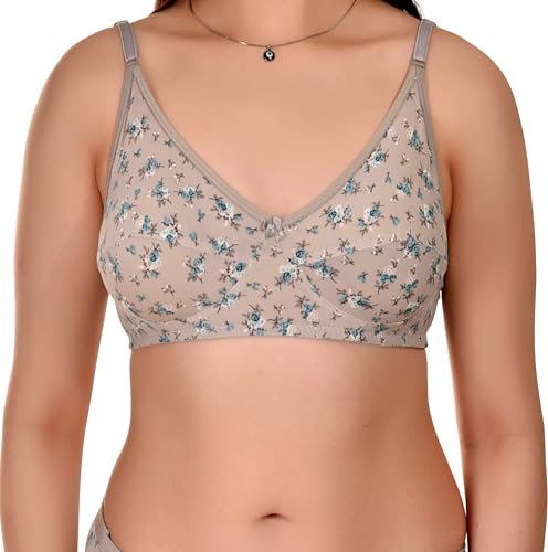 Image of Full Coverage Non Padded Wire Free Daily Use Regular Printed Bra for Women and Girls in Multicolor