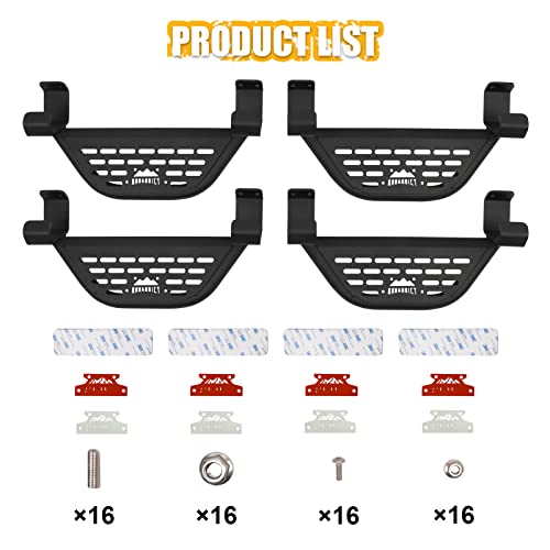 Broaddict 4X Ez-Steps Fit For 2021-2024 Ford Bronco 4 Door Add On Oem Rock Rail, Replace For Running Boards Side Steps #TOP6