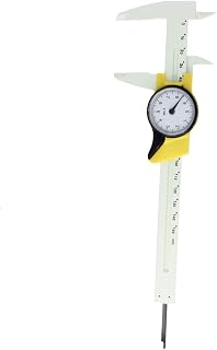 Utoolmart - Calibro a corsoio in plastica, 150 mm x 0,2 mm, con strumento di misurazione dell'orologio, per misurazioni di precisione all'esterno della profondità interna, 1 pezzo