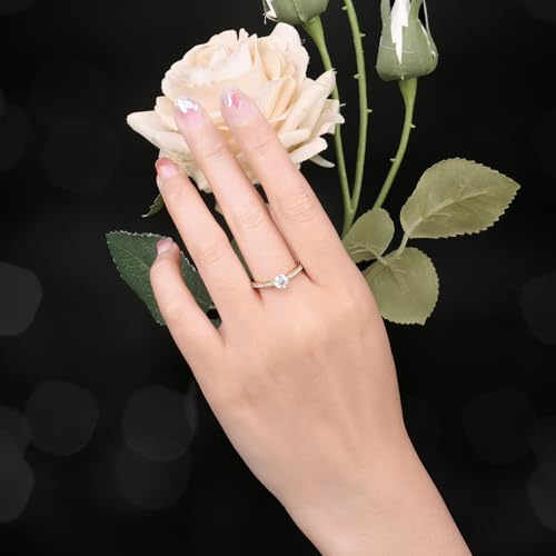 JewelryPalace Classic 5mm 0.5ct Moissanite Solitaire Engagement Rings for Women, 14K Yellow Gold 925 Sterling Silver Promise Ring for Her, Round Cut Simulated Diamond Wedding Rings H-J Size 6 by JewelryPalace - Image 4
