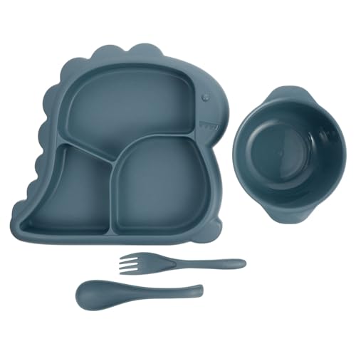 BESPORTBLE 1 Set Dinosaur Divided Plate for Cute and Dinnerware with Bowl Fork and Spoon for Mealtime Fun Unbreakable Design