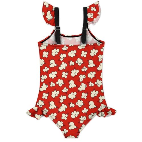Image of Girls One Piece Swimsuit Macaroni Cheese Pasta Food Ruffles Swimwear Bathing Suits 3-12 Years