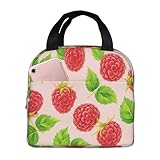 Frische Himbeeren Lunchtasche Tragbar Mittagstasche Isolierung Vespertasche Für Unterwegs Reise Erwachsene 22X20X13Cm