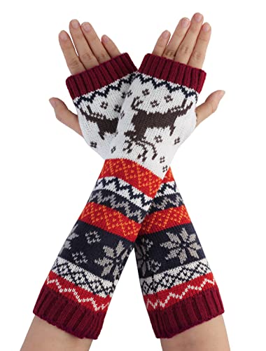 Guantes sin dedos Allegra K hasta el codo para mujer de invierno de 30x8 cm