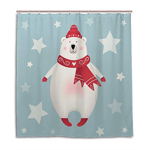 Rideau de douche salle de bain anti-moisissure polyester lavable ours