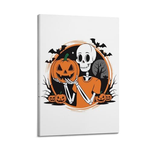 Poster squelette Halloween lanterne citrouille pour ambiance de chambre