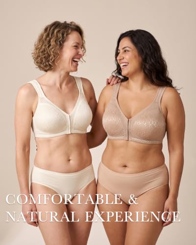 Image of Lemorosy Women's Plus Size Front Closure Posture Back Unlined Wireless Bra | Double Support, Full Coverage, Minimizer, Unpadded, Large Busts, 34D-48DDD