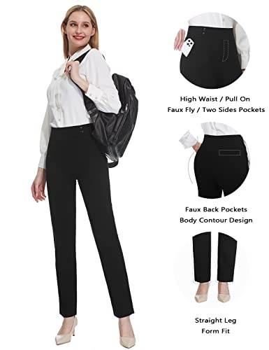 Tapata Women's Straight Leg Dress Pants Stretchy High Waist with Pockets 29''/31''/33''for Work Casual4
