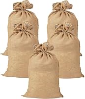 Jutesäcke 105 x 60 cm - 5er Set, Jutesack Universal, 50 kg Traglast - Ökologische Kartoffelsäcke aus 100% Jute - Strapazierfähig, Sackhüpfen, Kartoffelsack, Frostschutz, Nikolaussack