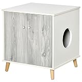 PawHut Katzenschrank für Katzentoilette Katzenklo Katzenhaus Katzenbett mit Türen Ausziehplatte 60 x 55 x 62,5 cm