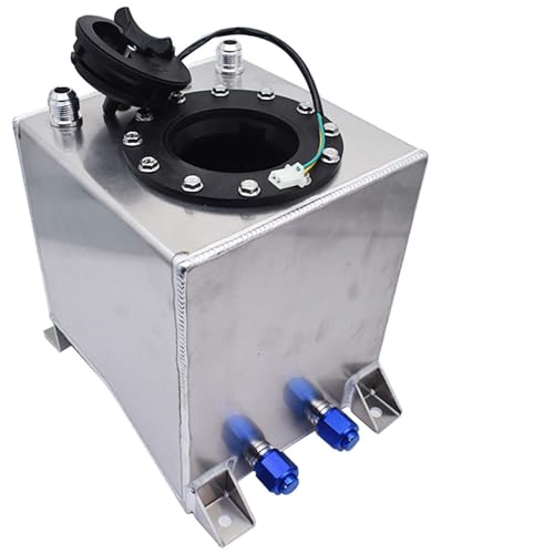 2.5 Gallon Universal Fuel Cell Tank Aluminum Polished Race Street Drift Strip 9.5L Fuel Cell Tank with Level Sender Black/Silver