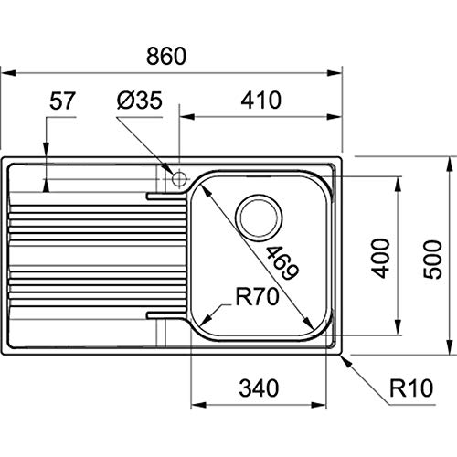 Franke Smart SRX 611-86 Lavello montato su piano Rettangolare - 2
