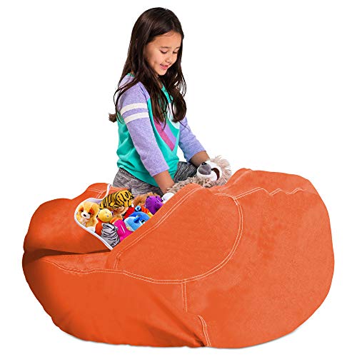 Posh Stuffable Kids Stuffed Animal Storage Bean Bag Chair Cover - Childrens Toy Organizer, X-Large 48" - Solid Orange #TOP4