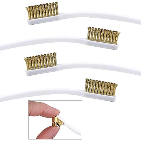 Wire Clearing Brush Tool QSXX 4 PCS Cleaning Brush Used to Clean Rust Marks and Stubborn Stains Mini Wire Brush 3 Rows of Wire Wool, 30 Bundles in Total Wire Brush, Plastic Handle with Curvature Cover