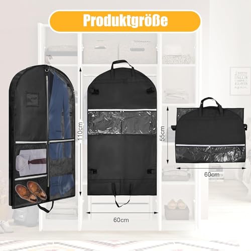 Premium Kleidersack mit 4 Taschen 110x60 CM Faltbare Anzugtasche für Reise & Gardetanz,Anzugsack für Herrenanzüge & Kinderkostüme. Atmungsaktive Tanzen Kinder-Kleiderhülle mit Tragegriff & Schnallen.