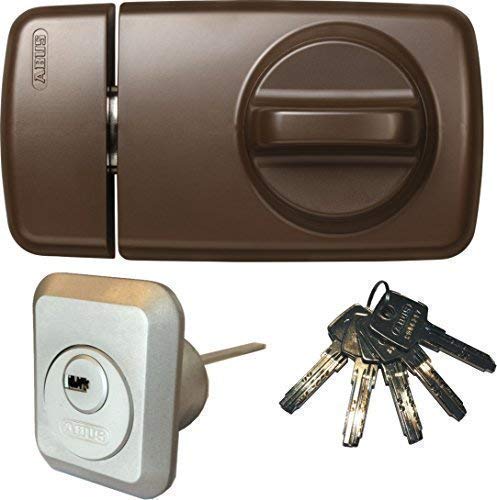 ABUS Tür-Zusatzschloss 7010 B braun, EC550, Kastenschloss mit Drehknauf, mit 5 Schlüssel, Ausführung EK (Metallausführung)
