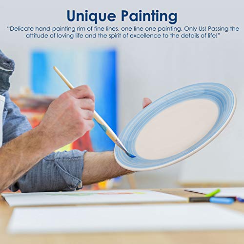 Reomore Porcelain Dinner Plates Set Of 6, 10.5 Inch Ceramic Dessert Plates Set- Microwave, Oven, And Dishwasher Safe Salad Plates Kitchen Dinnerware Set, Assorted Blue Colors #TOP6