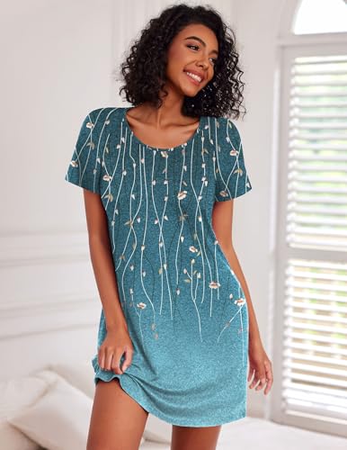 Image of Ekouaer 3 Pack Nightgowns for Women Short Sleeve Sleepshirt Button Down Nightshirt Soft Pajamas Dress Casual Sleepwear