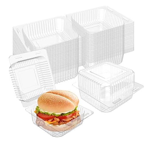 70 Pcs Clear Plastic Hinged Take Out Containers Disposable Clamshell Food Cake Containers with Lids 5.3 x 4.7 x 2.8 inch for Dessert, Cakes, Cookies, Salads, Pasta, Sandwiches