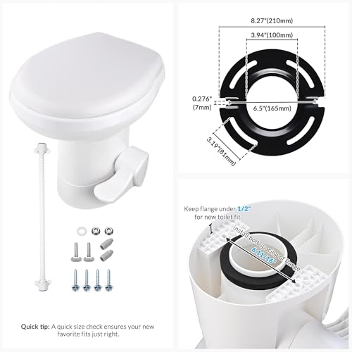Image of AW 2 Packs Gravity Flush Toilet RV Toilet Foot Pedal 20 inch Seating Height | Motorhome Caravan Travel Trailer