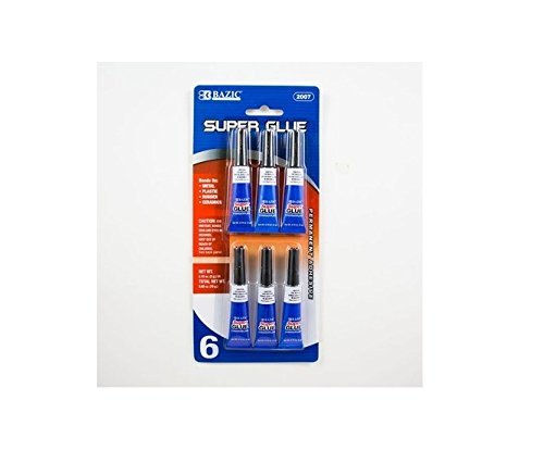 3 Pk, BAZIC Super Glue 3g / .10 Oz, 6 Per Pack - Total of 18