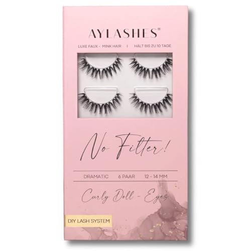 AYLASHES - DIY Wimpernextensions Maxi Box NO FILTER | 6 Paar Wimpern | bis zu 7 Tage Halt | Wimpern DIY Set für zu Hause | künstliche Wimpern | Klebewimpern | lash extension set
