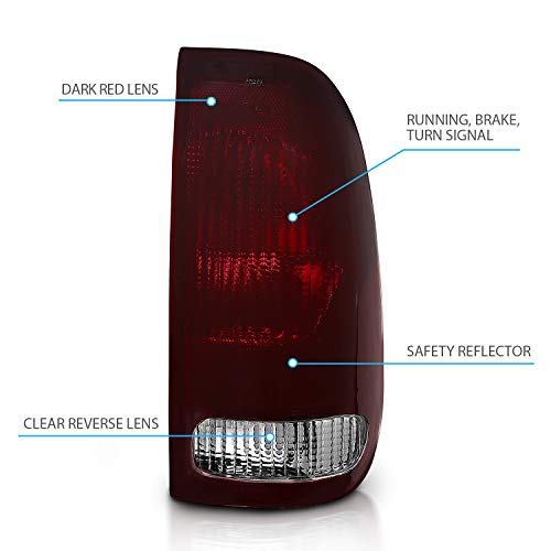 AmeriLite for Ford F-Series F150 F250 F350 SuperDuty Smoke Red Factory Style OE Replacement Assembly Halogen Taill Lights Brake Lamps Set - Driver and Passenger Side by AmeriLite - Image 4