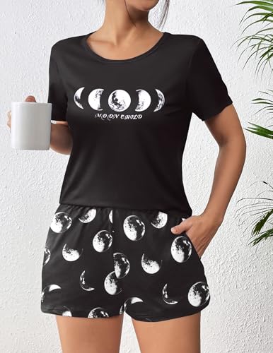 Image of Ekouaer Women's Pajama Sets Short Sleeve Pjs 2 Piece Top and Shorts Sleepwear Comfy Soft Lounge Sets with Pockets