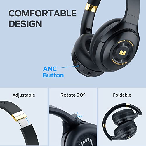 Monster Persona Noise Cancelling Headphones Wireless, Bluetooth Headphones Over Ear, Wireless Headphones Hi-Fi Audio Deep Bass,Quick Charge 30H Playtime, Memory Foam Ear Cups, For Travel, Home Office #TOP4