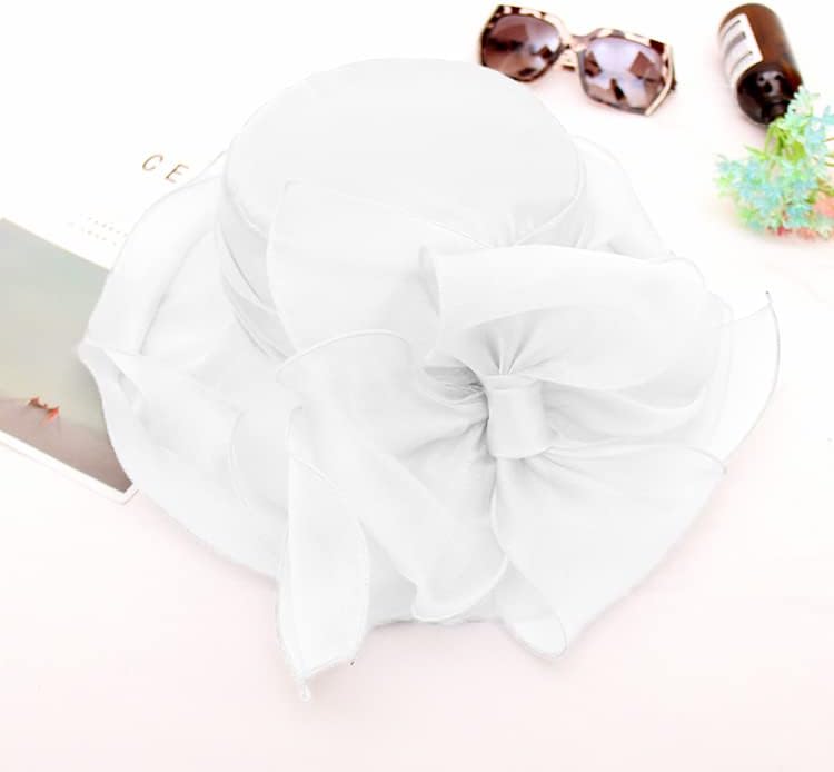 Women's Kentucky Derby Church Dress Hat Wide Brim Leaf Flower Bridal Shower Hat - Image 5