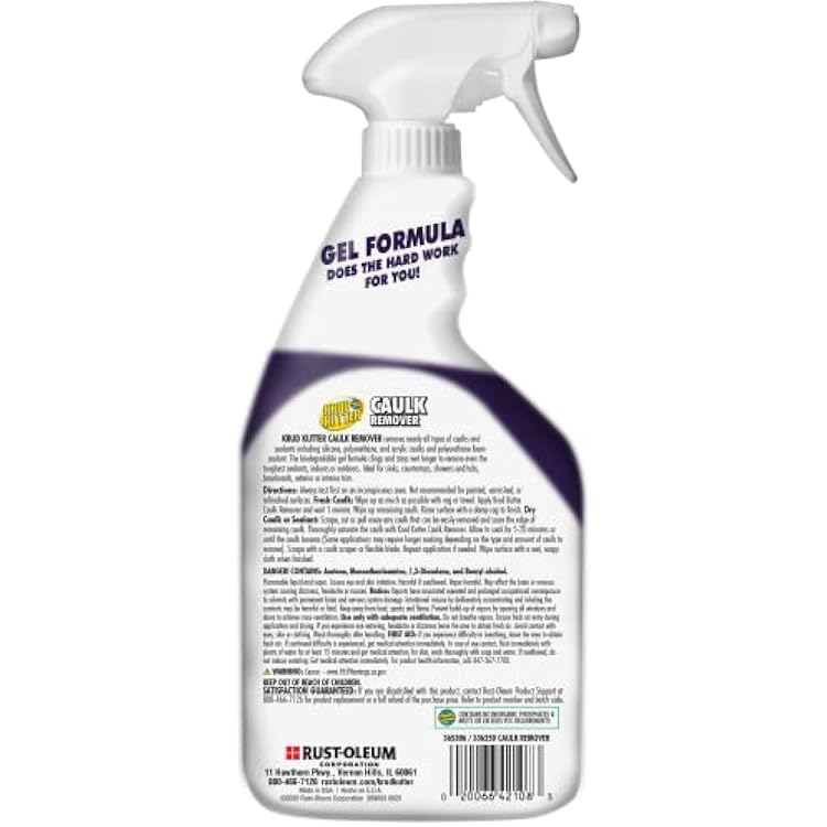 Krud Kutter Caulk Remover Spray, 24 oz, Softens and Removes Caulk, Sealant and Adhesive Residue, Easy to Use Spray for Bathroom, Kitchen, Windows and Tile Surface Prep