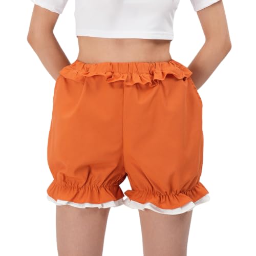 Image of C-ZOFEK Jester Shorts Clown Ruffled Bloomers for Men Women Ren Faire Cosplay Costume (Orange Large)